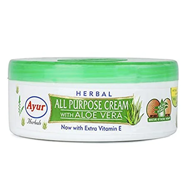 Ayur Herbal All Purpose Cream With Aloe Vera 200 ml | Aloe Vera &amp; Extra Vitamin E | Removes Suntan | Unclogs Pore | Keep Skin Glowing In All Weather Conditions | For Dry Skin, Pack of 1