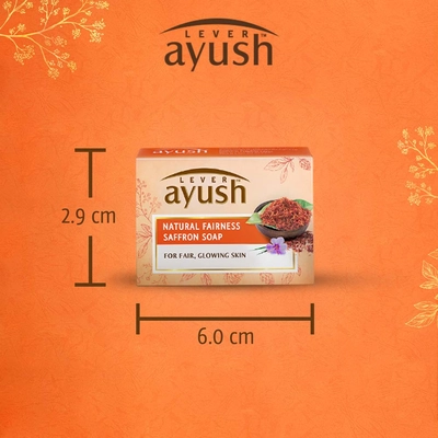 Lever Ayush Natural Fairness Saffron Soap 100 gm | With Saffron &amp; Kumkumadi Tailam | Gives Natural Fairness | Improves Skin Complexion | For Fair &amp; Glowing Skin, Pack of 1