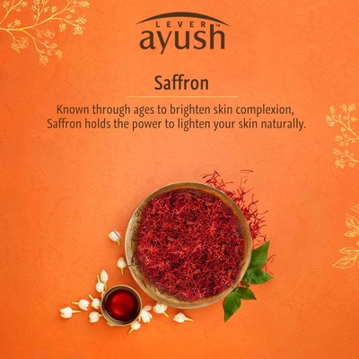 Lever Ayush Natural Fairness Saffron Soap 100 gm | With Saffron &amp; Kumkumadi Tailam | Gives Natural Fairness | Improves Skin Complexion | For Fair &amp; Glowing Skin, Pack of 1