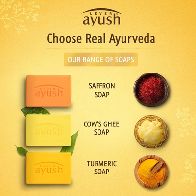 Lever Ayush Natural Fairness Saffron Soap 100 gm | With Saffron &amp; Kumkumadi Tailam | Gives Natural Fairness | Improves Skin Complexion | For Fair &amp; Glowing Skin, Pack of 1