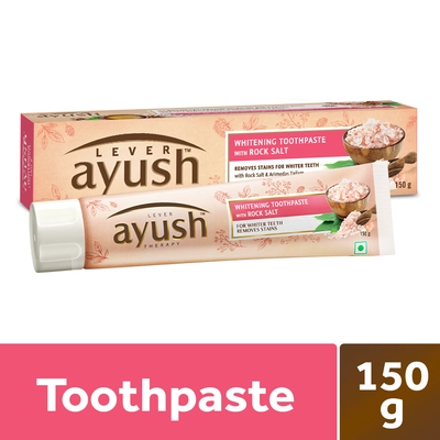 Lever Ayush Whitening Toothpaste with Rock Salt, 150 gm, Pack of 1