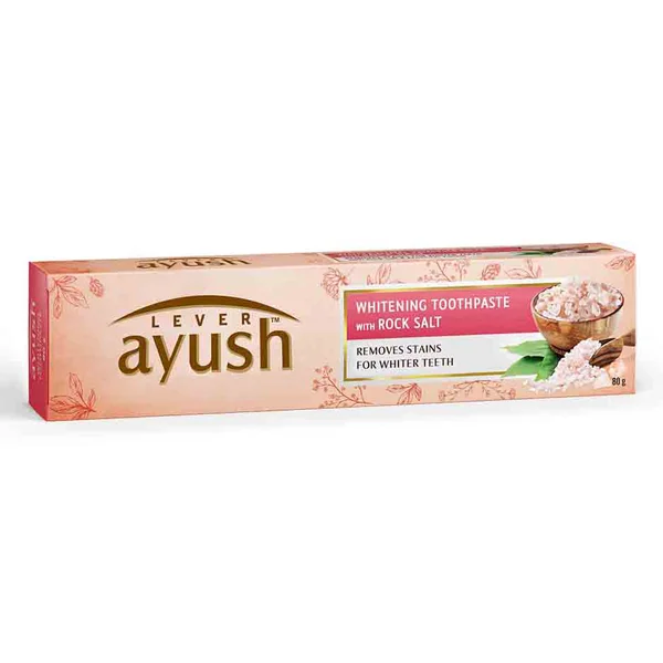 Lever Ayush Whitening Toothpaste with Rock Salt, 80 gm, Pack of 1