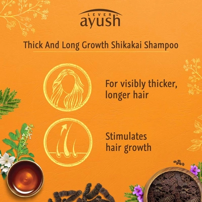 Lever Ayush Thick &amp; Long Growth Shikakai Shampoo, 175 ml, Pack of 1