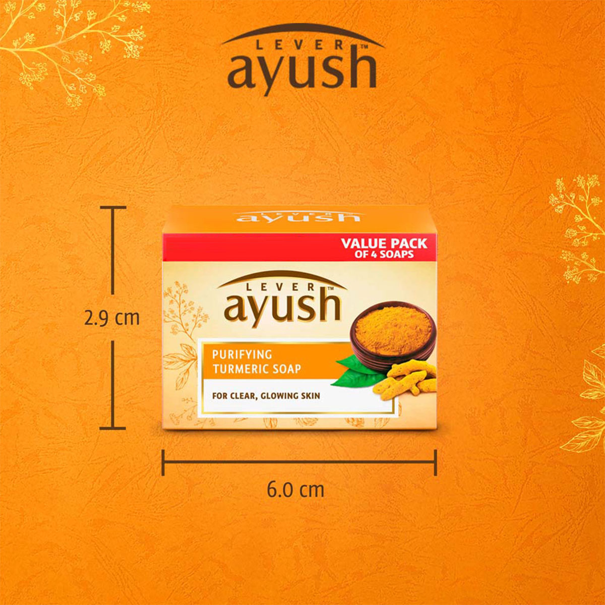 Lever Ayush Purifying Turmeric Soap, 400 gm (4x100 gm), Pack of 1 Lever Ayush Purifying Turmeric Soap, 400 gm (4x100 gm), Pack of 1