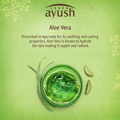 Lever Ayush Cool &amp; Fresh Aloe Vera Soap, 100 gm | With Goodness Of Aloe Vera &amp; Lemon Grass | Hydrated Skin | For Refreshed &amp; Energized Skin, Pack of 1