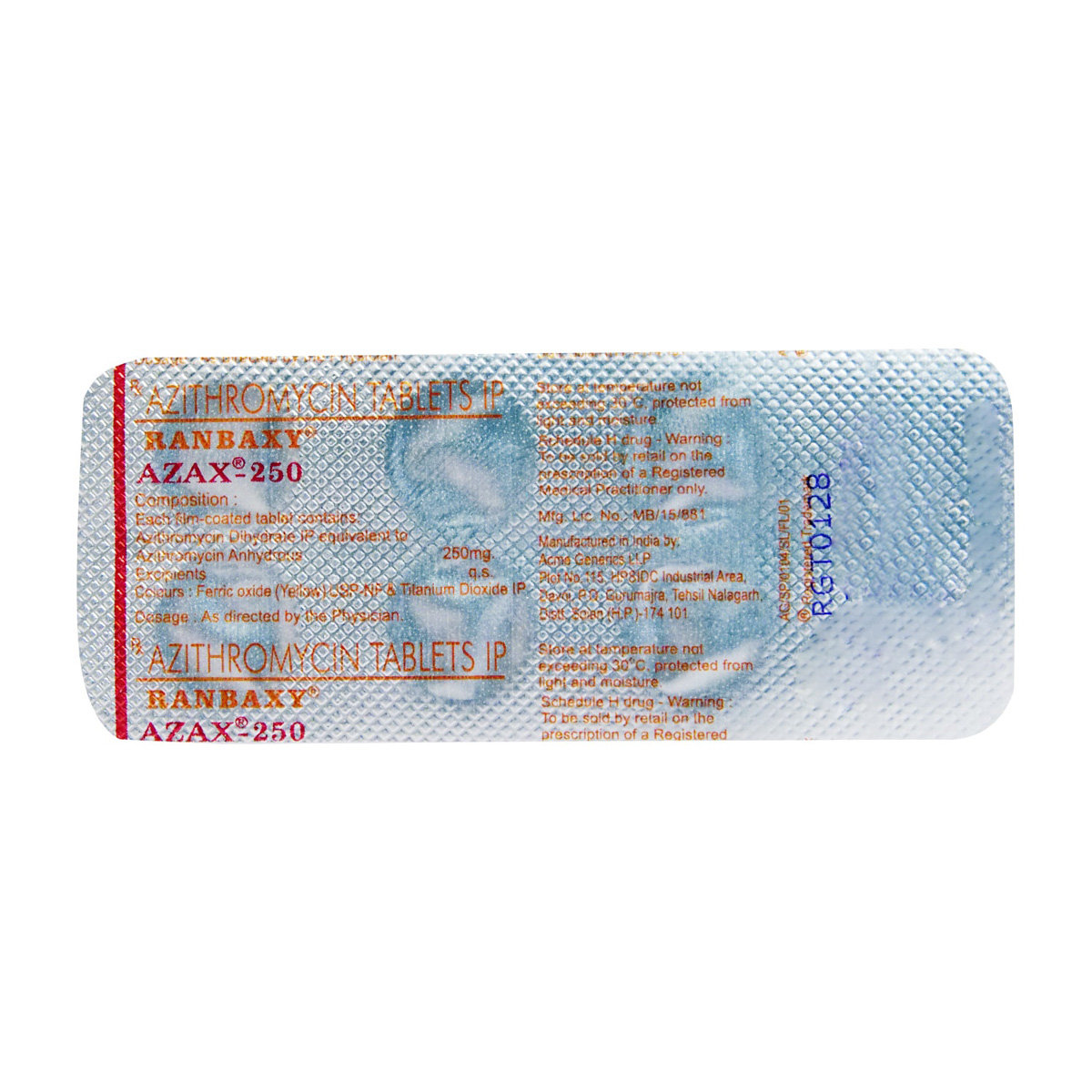 Azax 250 Tablet 6's, Pack of 6 TABLETS Azax 250 Tablet 6's, Pack of 6 TABLETS