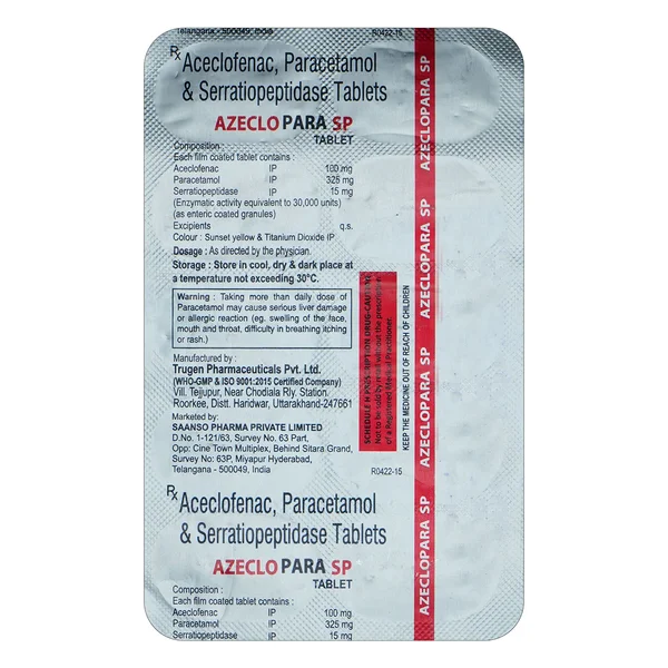 Azeclopara SP Tablet 10's, Pack of 10 TabletS