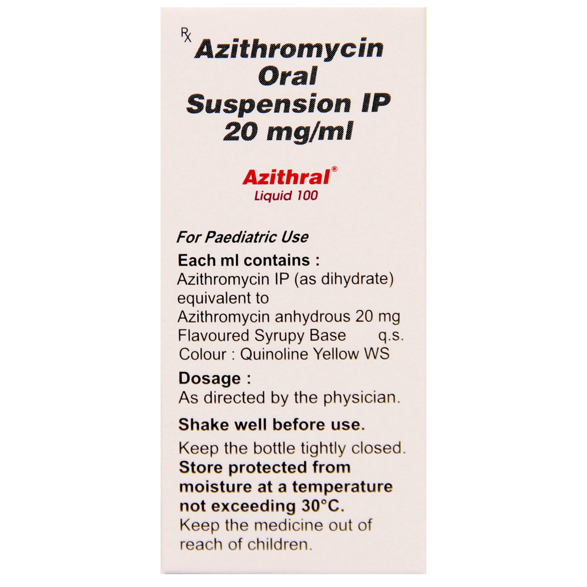 Azithral 100 Liquid 15 ml, Pack of 1 LIQUID Azithral 100 Liquid 15 ml, Pack of 1 LIQUID