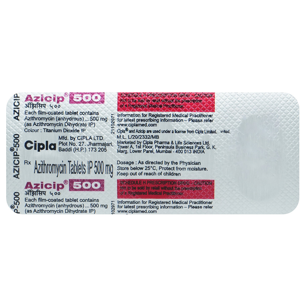 Azicip 500 Tablet 3's, Pack of 3 TABLETS Azicip 500 Tablet 3's, Pack of 3 TABLETS