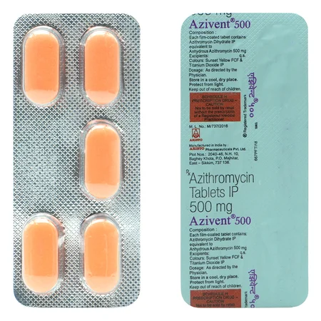 Azivent 500 mg Tablet 5's