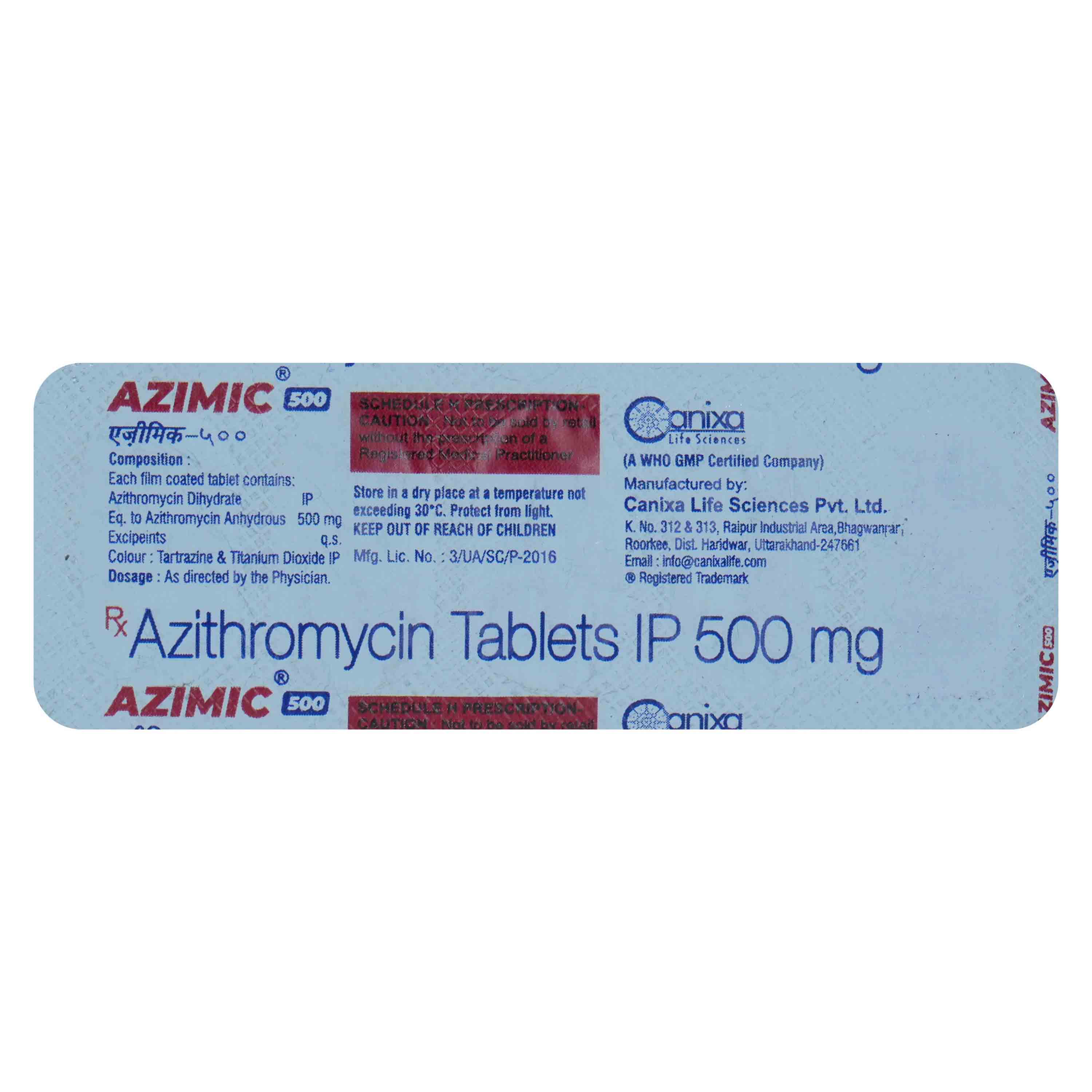 Azimic 500 Tablet 5's, Pack of 5 TabletS Azimic 500 Tablet 5's, Pack of 5 TabletS
