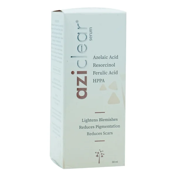 Aziclear Serum 30 ml | Azelic Acid, Ferulic Acid, Resorcinol, HPPA | Reduces Pigmentation &amp; Scars | Lightens Blemishes, Pack of 1