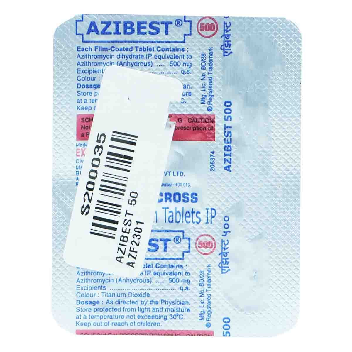 Azibest 500 mg Tablet 5's, Pack of 5 TabletS Azibest 500 mg Tablet 5's, Pack of 5 TabletS