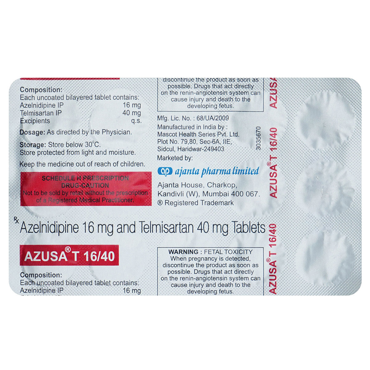 Azusa T 16/40 Tablet 15's, Pack of 15 Azusa T 16/40 Tablet 15's, Pack of 15