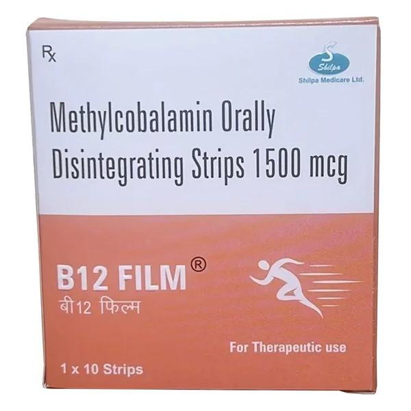 B12 Film 1500 Orally Disintegrating Strip 10's, Pack of 10 StripS