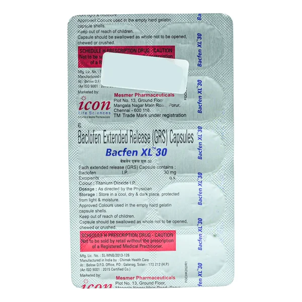 Bacfen XL 30 Capsule 10's, Pack of 10 CAPSULES