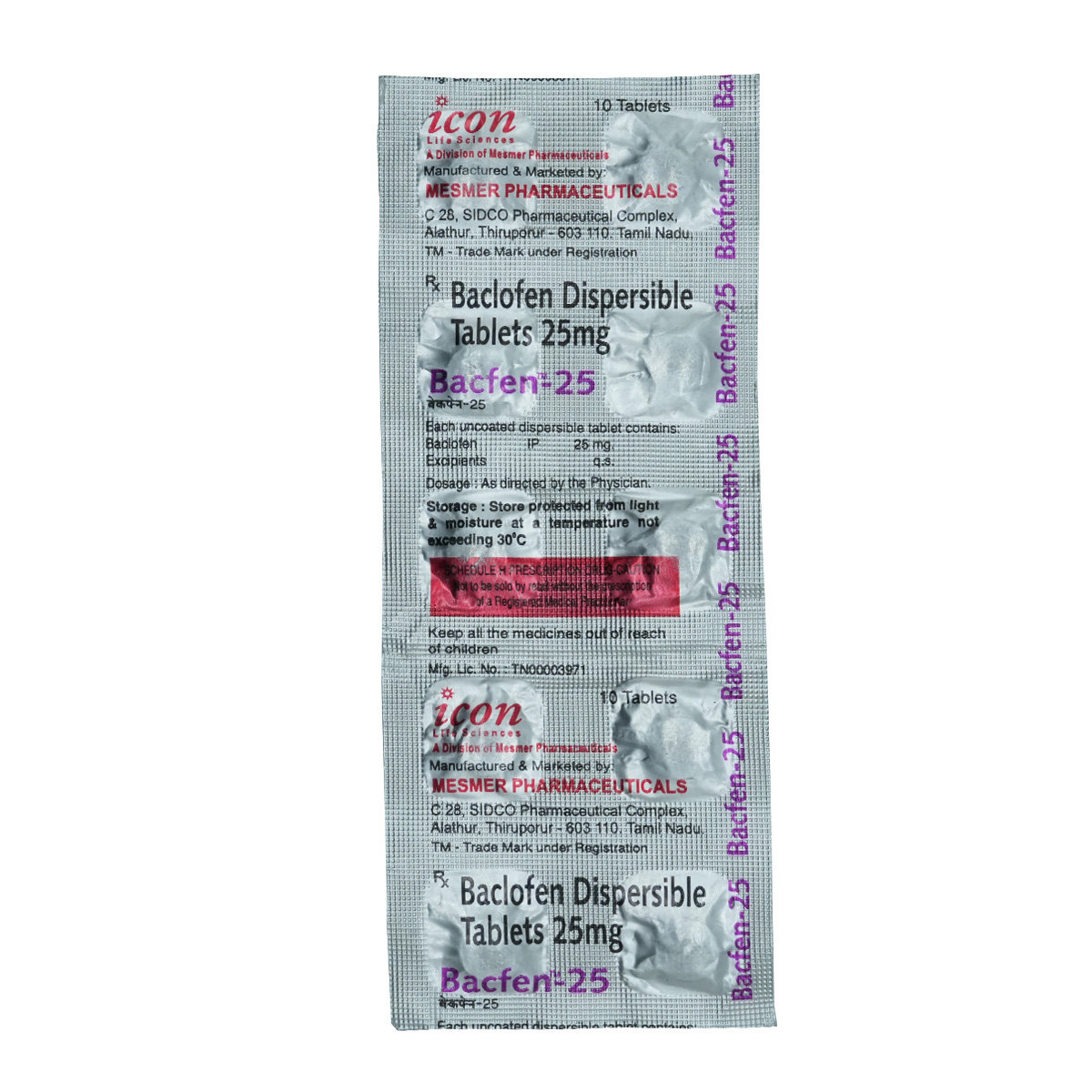 Bacfen-25 Tablet 10's, Pack of 10 TABLETS Bacfen-25 Tablet 10's, Pack of 10 TABLETS