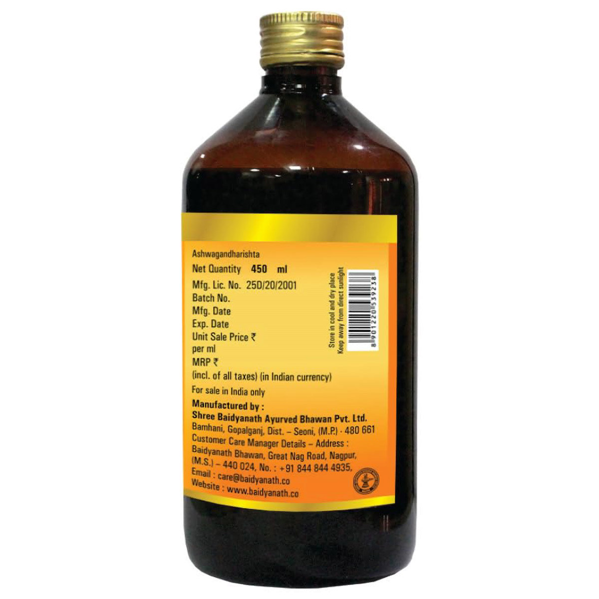 Baidyanath Ashwagandharistha, 450 ml, Pack of 1 Baidyanath Ashwagandharistha, 450 ml, Pack of 1