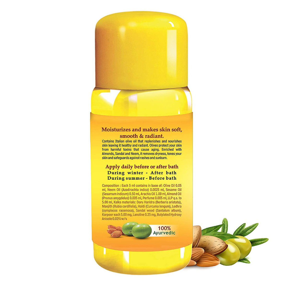 Baidyanath Oli Oil 300 ml | With Italian Olive Oil, Sandal & Almonds | For Soft & Glowing Skin | Moisturises & Nourishes The Skin, Pack of 1 Baidyanath Oli Oil 300 ml | With Italian Olive Oil, Sandal & Almonds | For Soft & Glowing Skin | Moisturises & Nourishes The Skin, Pack of 1