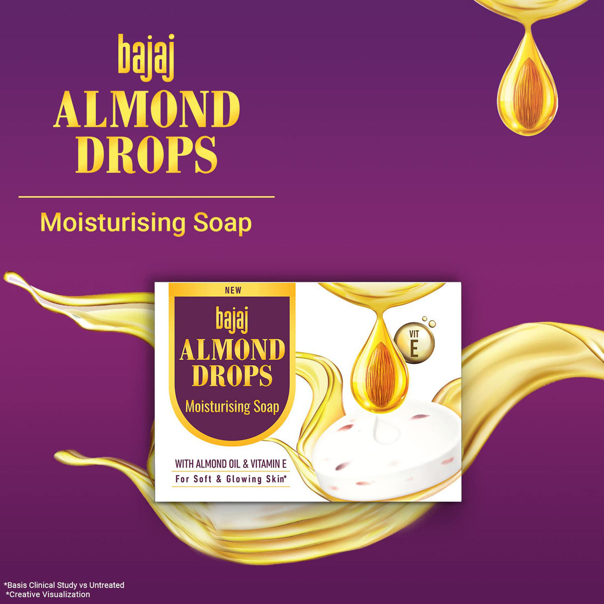 Bajaj Almond Drops Moisturising Soap 100 gm With Almons Oil & Vitamin E For Soft & Glowing