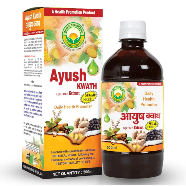 Basic Ayurveda Ayush Kwath Sugar Free Aqueous Extract, 500 ml, Pack of 1