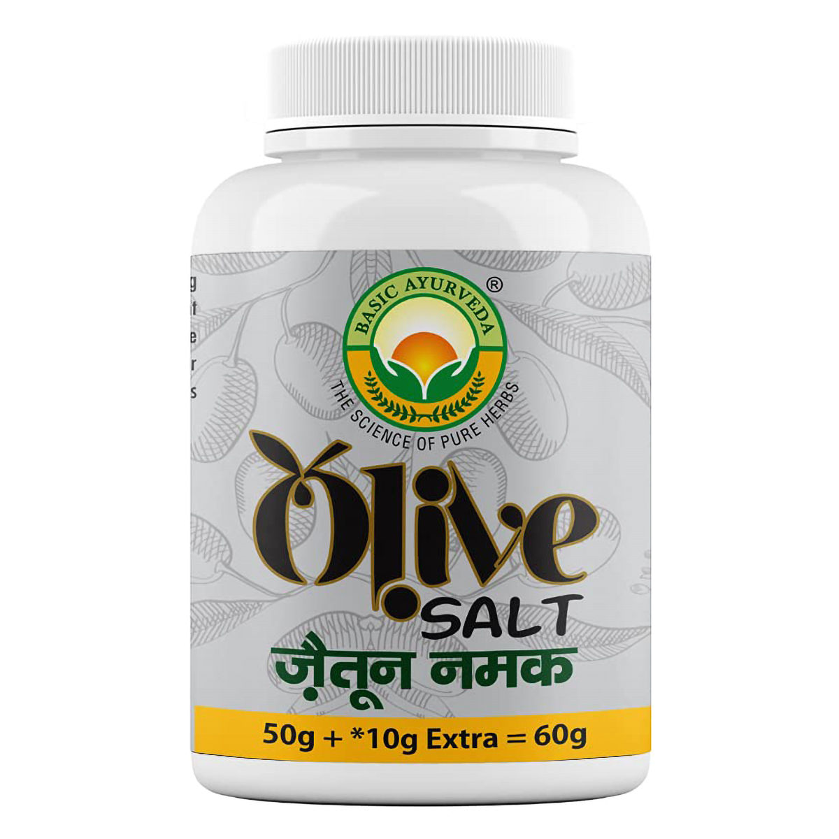 Buy Basic Ayurveda Olive Salt, 60 gm (50 gm + 10 gm Extra) Online
