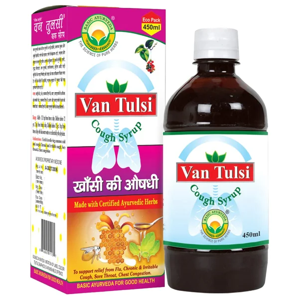Basic Ayurveda Van Tulsi Cough Syrup, 450 ml, Pack of 1