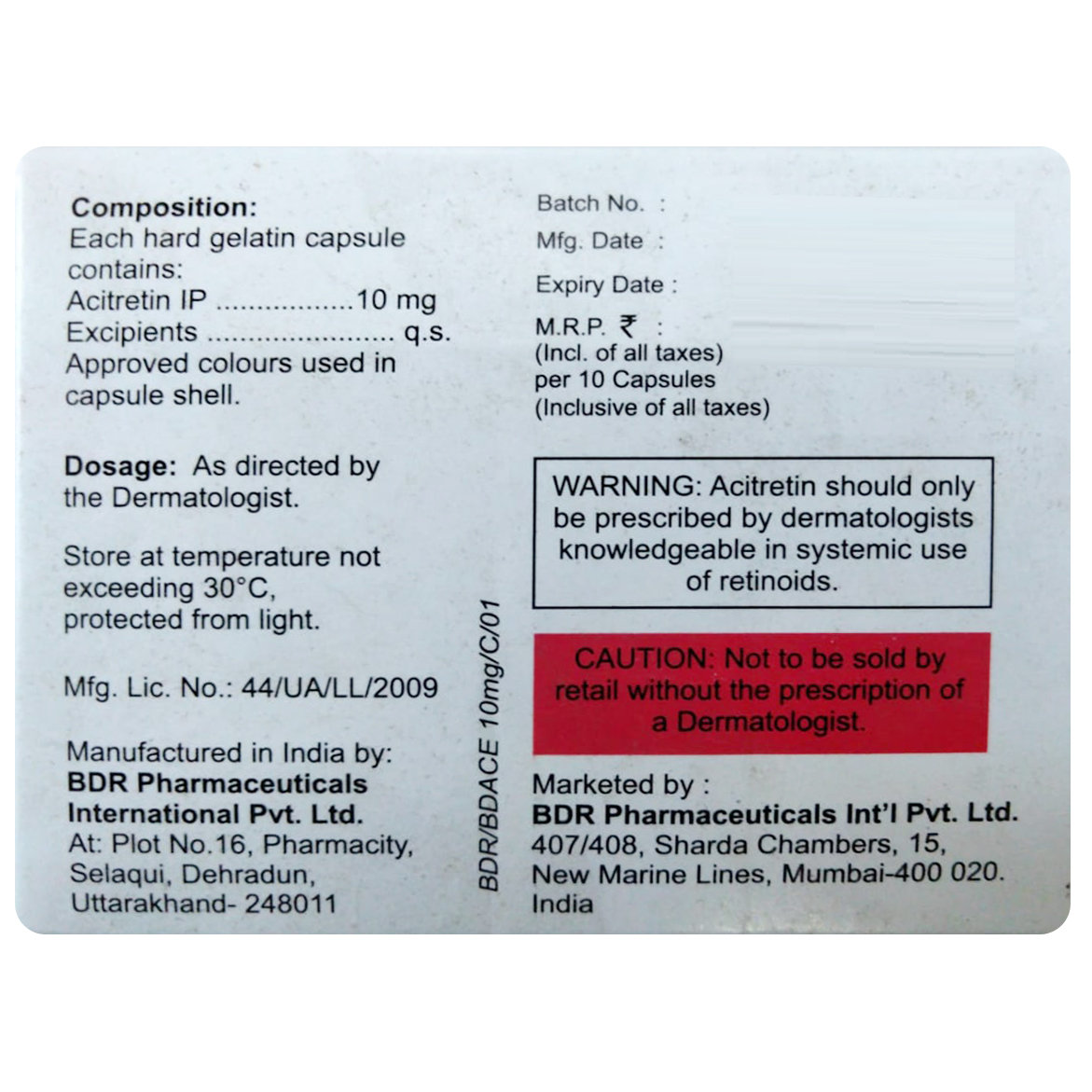 Bdace 10 mg Capsule 10's, Pack of 10 CAPSULES Bdace 10 mg Capsule 10's, Pack of 10 CAPSULES