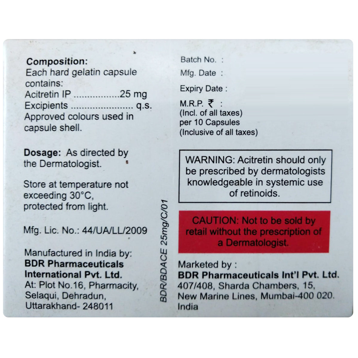 Bdace 25 mg Capsule 10's, Pack of 10 CAPSULES Bdace 25 mg Capsule 10's, Pack of 10 CAPSULES