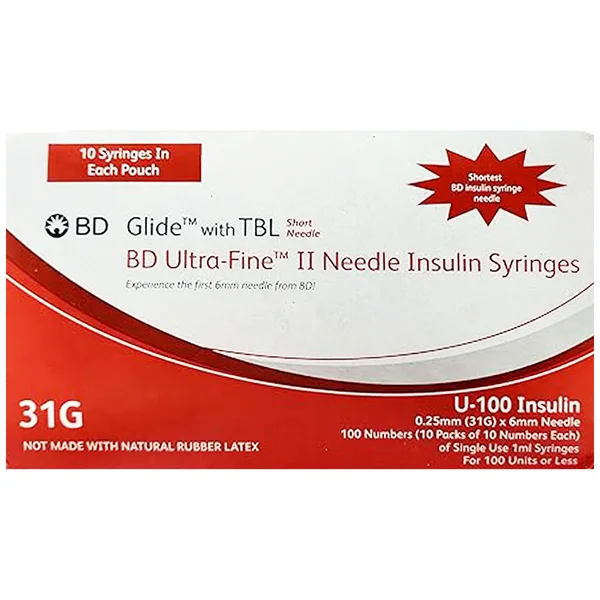 BD Ultra Fine 100Iu Syringe 31G, 1 Count