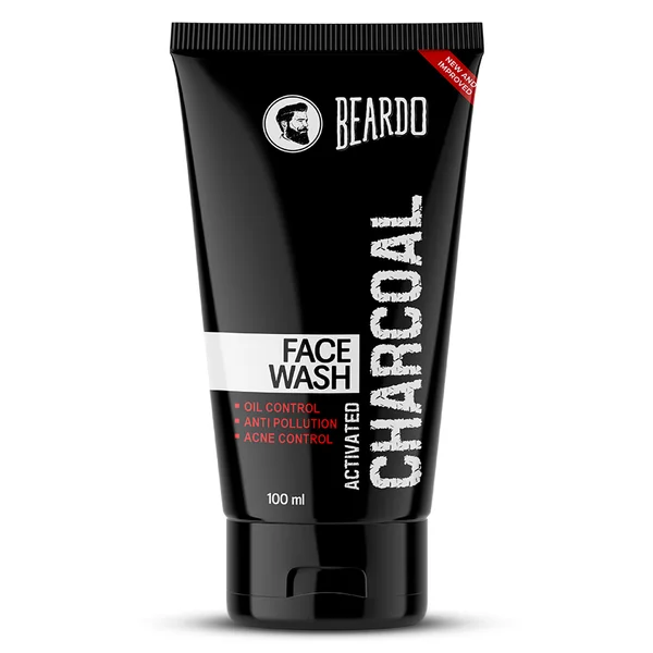 Beardo Activated Charcoal Face Wash 100 ml | Activaed Charcaol, Aloe Vera | Controls Excess Oil | Fight Acne | deeply Detoxify | For Men | For All Skin Type, Pack of 1