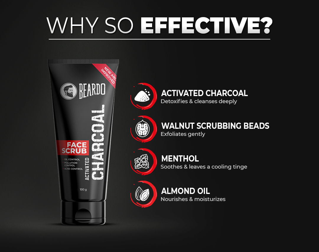 Beardo Activated Charcoal Face Scrub, 100 gm Price, Uses, Side Effects
