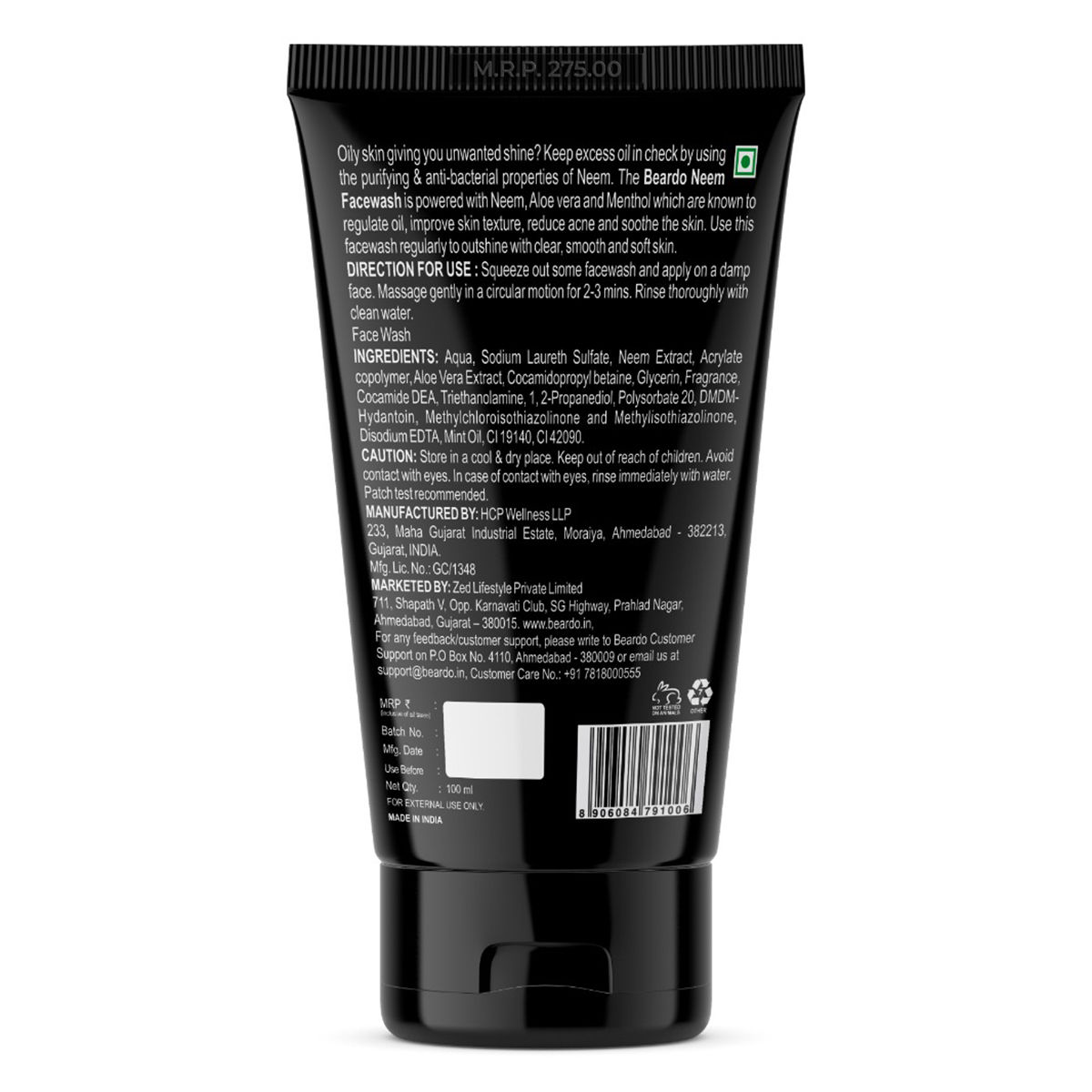 Beardo Neem Facewash for Oil Control, 100 ml Price, Uses, Side Effects ...