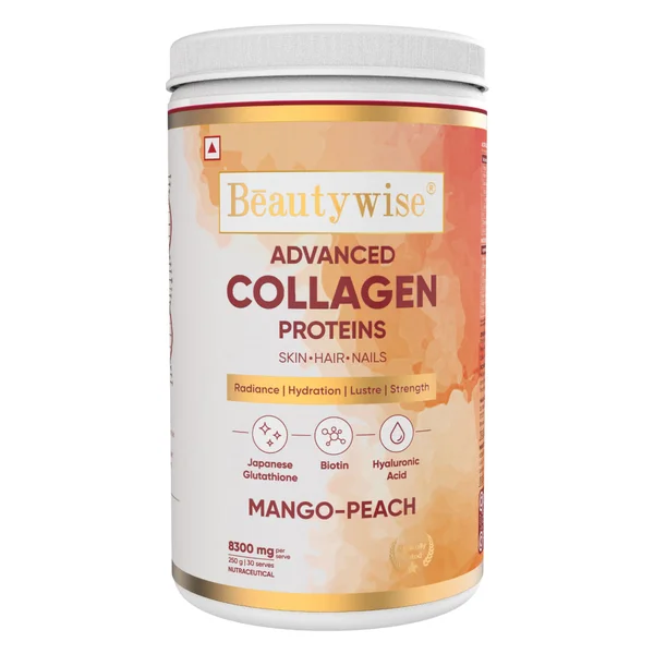 Beautywise Advanced Collagen Proteins Mango Peach Flavour Powder, 250 gm, Pack of 1