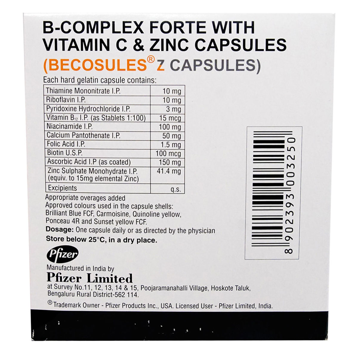 Becosules Z Capsule 20's Price, Uses, Side Effects, Composition ...