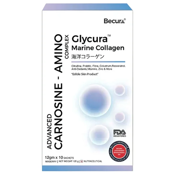 Becure Glycura Marine Collagen Mixberry, 12gmx10 Sachet