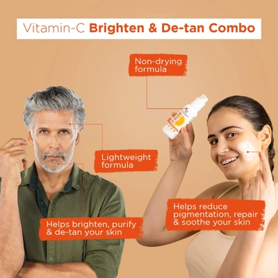 Bella Vita Organic Vitamin C Brighten &amp; De-Tan Combo (Face Wash 100 ml+Face Cream 50 ml), 1 Kit, Pack of 1