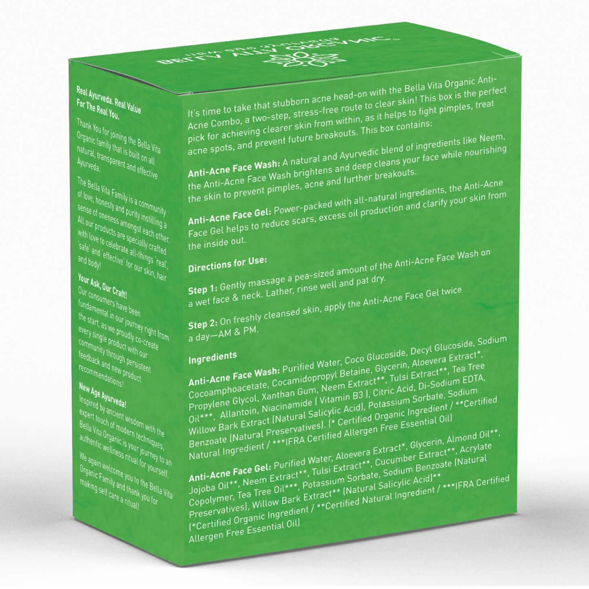 Bella Vita Organic AntiAcne (Neem Face Wash 100 ml + Face Gel 50 gm