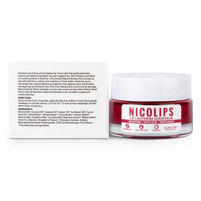 Bella Vita Organic NicoLips Lip Lightening Scrub Balm 20 gm | Beetroot, Shea Butter &amp; Walnut | Lightens, Moisturises &amp; Repairs Dry, Damaged &amp; Chapped Lips | For Men &amp; Women | For All Skin Type, Pack of 1