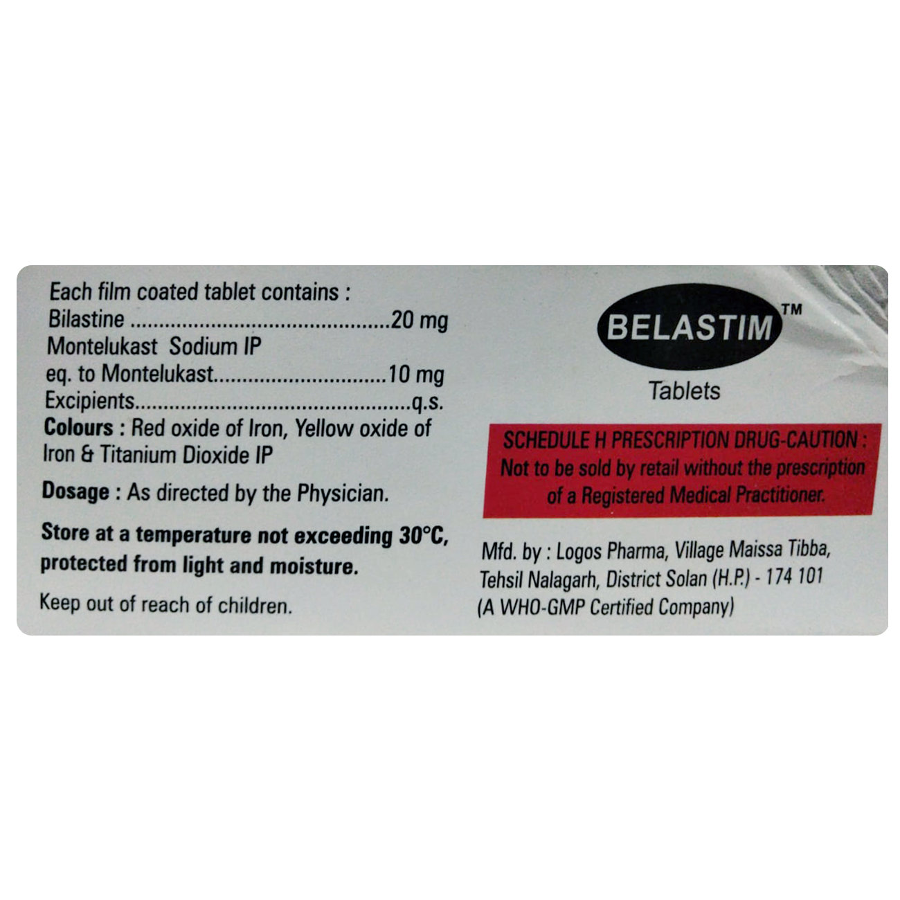 Belastim Tablet 10's, Pack of 10 TABLETS Belastim Tablet 10's, Pack of 10 TABLETS