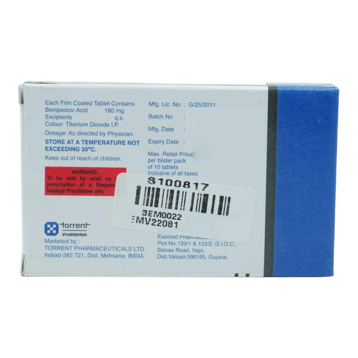 Bempesta 180 mg Tablet 10's, Pack of 10 TabletS Bempesta 180 mg Tablet 10's, Pack of 10 TabletS