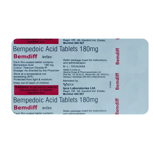 Bemdiff 180 mg Tablet 10's