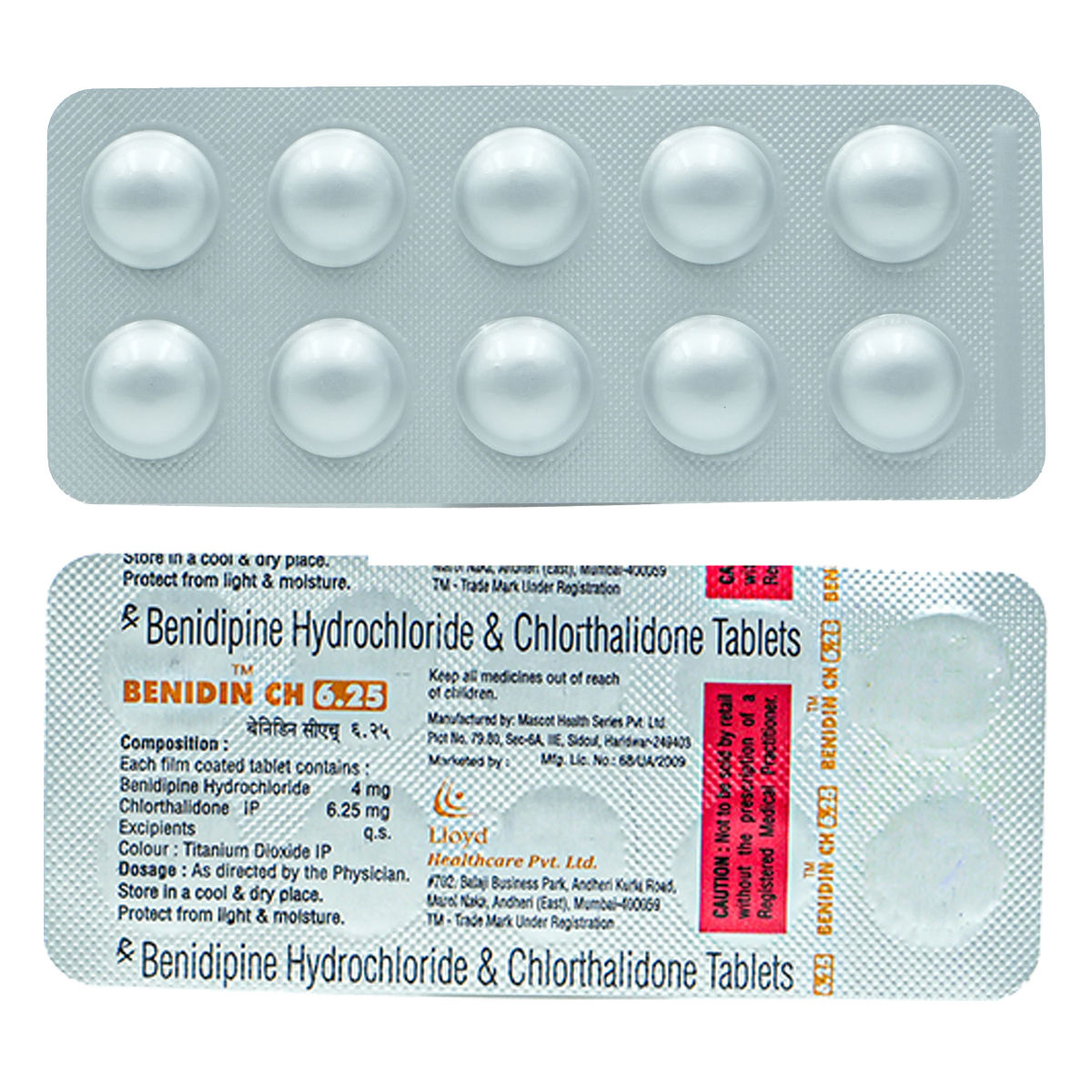 Buy Benidin CH 4/6.25 mg Tablet 10's Online