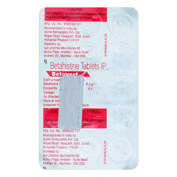 Betavert Tablet 15's, Pack of 15 TabletS