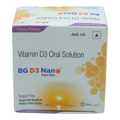 BG D3 Sugar Free Honey Flavour Nano Shot Solution 5 ml, Pack of 1