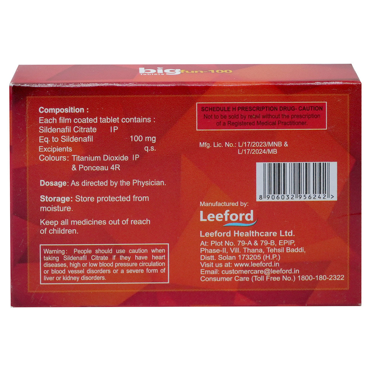 Bigfun 100 mg Tablet 4's, Pack of 4 TABLETS Bigfun 100 mg Tablet 4's, Pack of 4 TABLETS