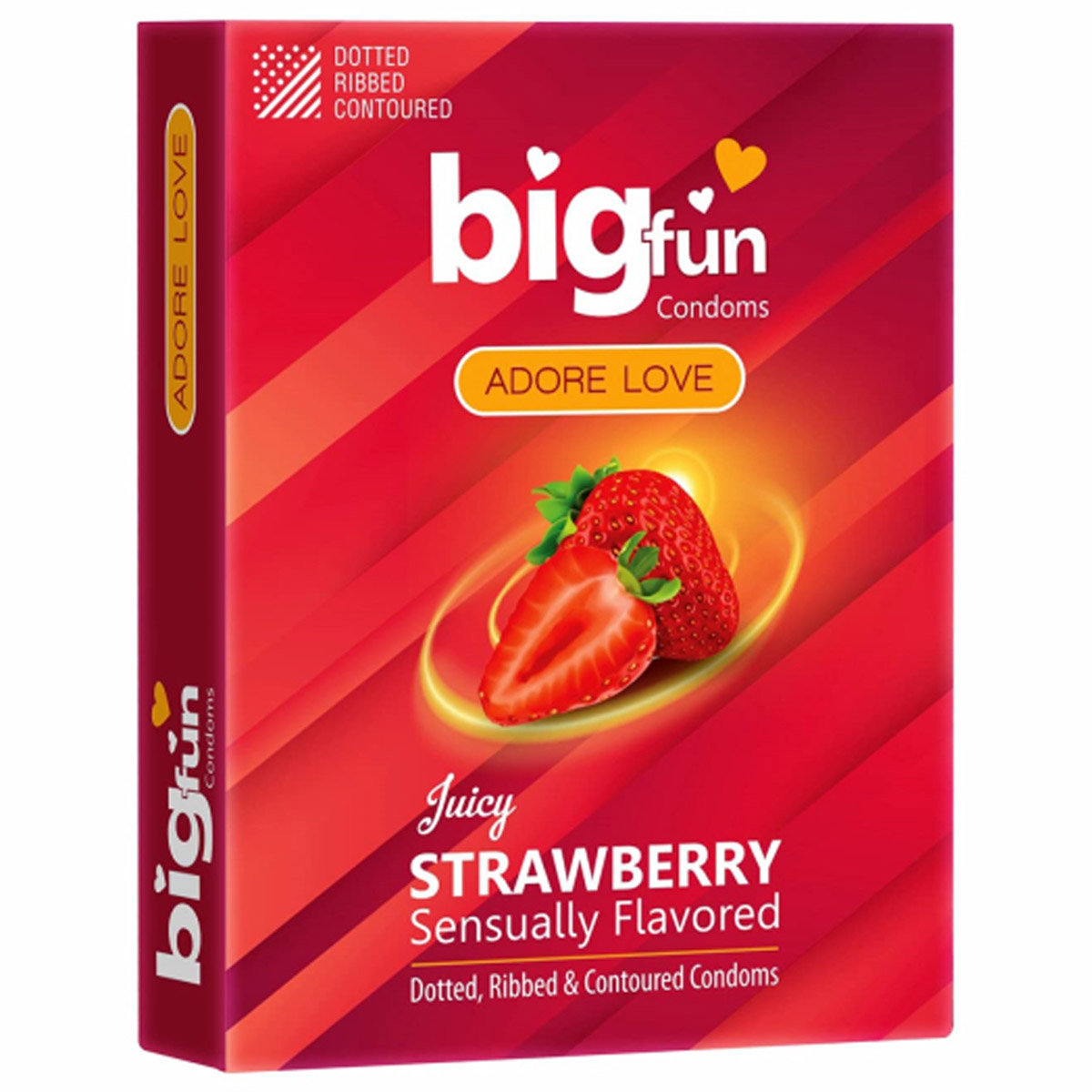 Bigfun Juicy Strawberry Flavour Condoms, 3 Count, Pack of 1 Bigfun Juicy Strawberry Flavour Condoms, 3 Count, Pack of 1