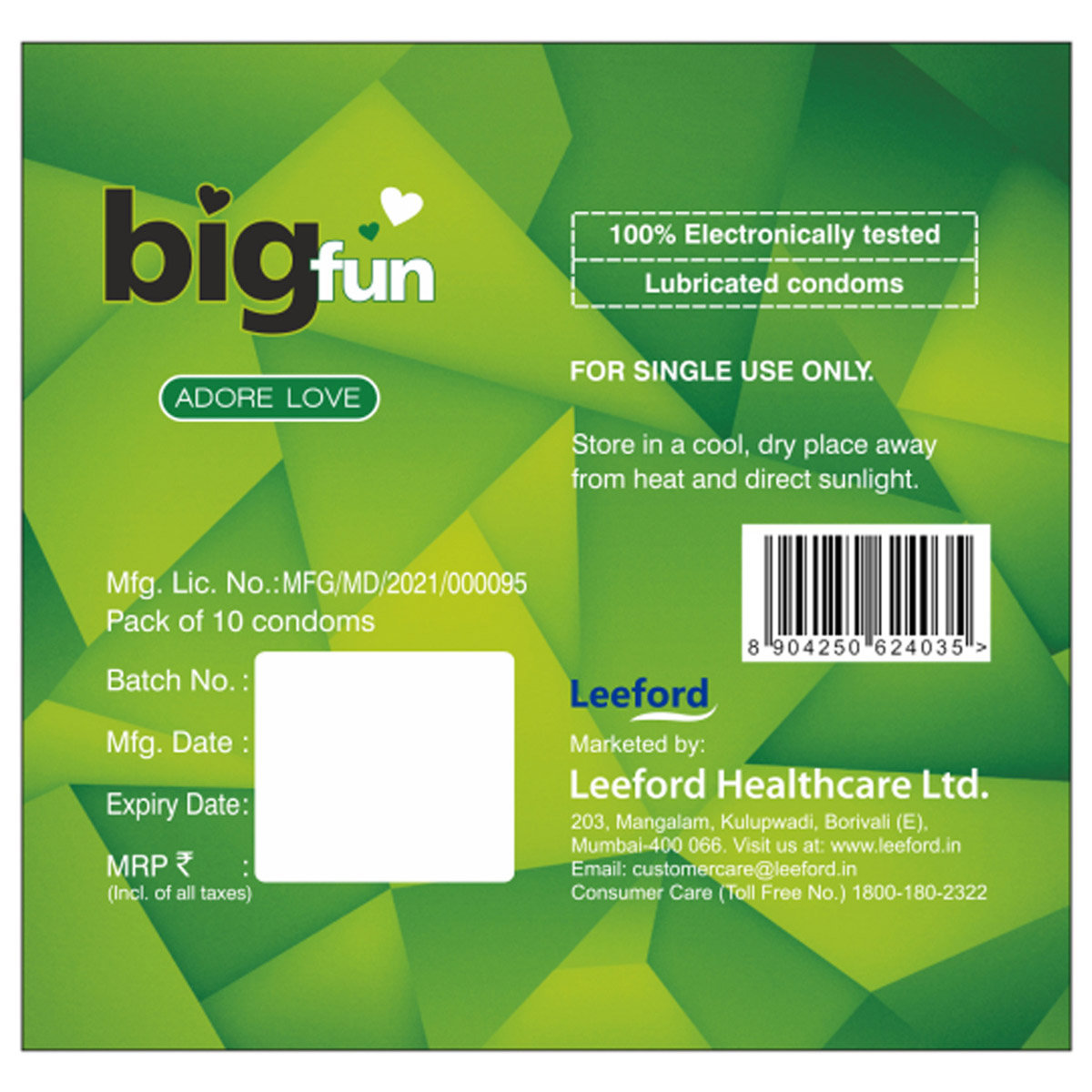 Bigfun Mogra Flavour Condoms, 3 Count, Pack of 1 Bigfun Mogra Flavour Condoms, 3 Count, Pack of 1