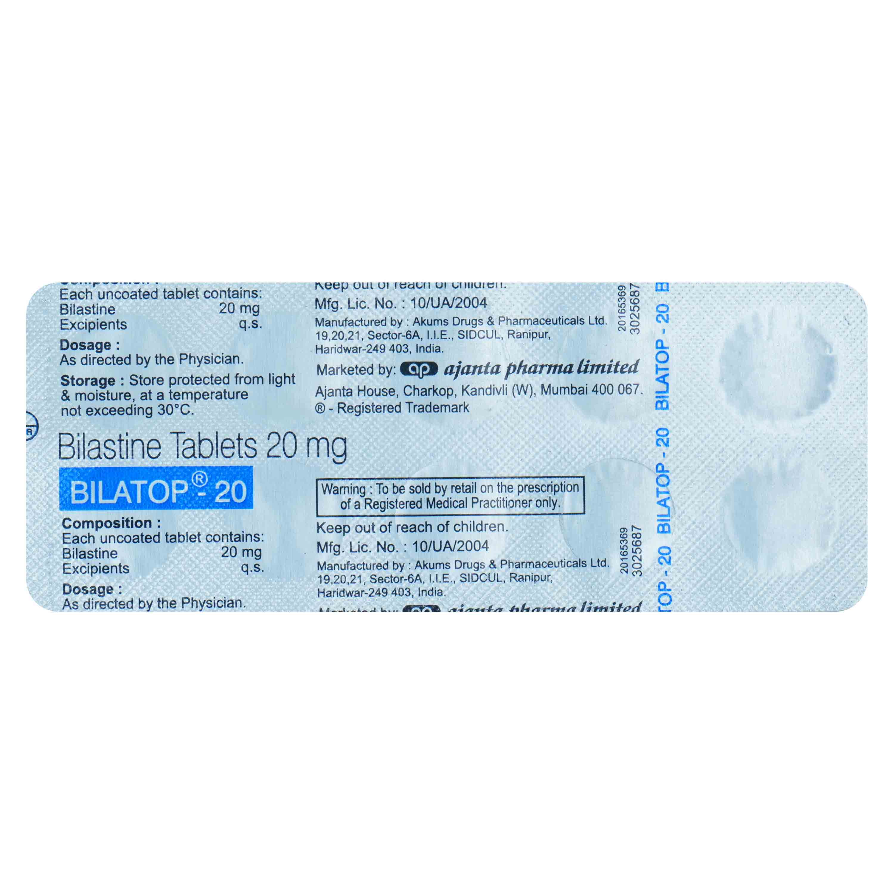 Bilatop 20 Tablet 10's, Pack of 10 TabletS Bilatop 20 Tablet 10's, Pack of 10 TabletS