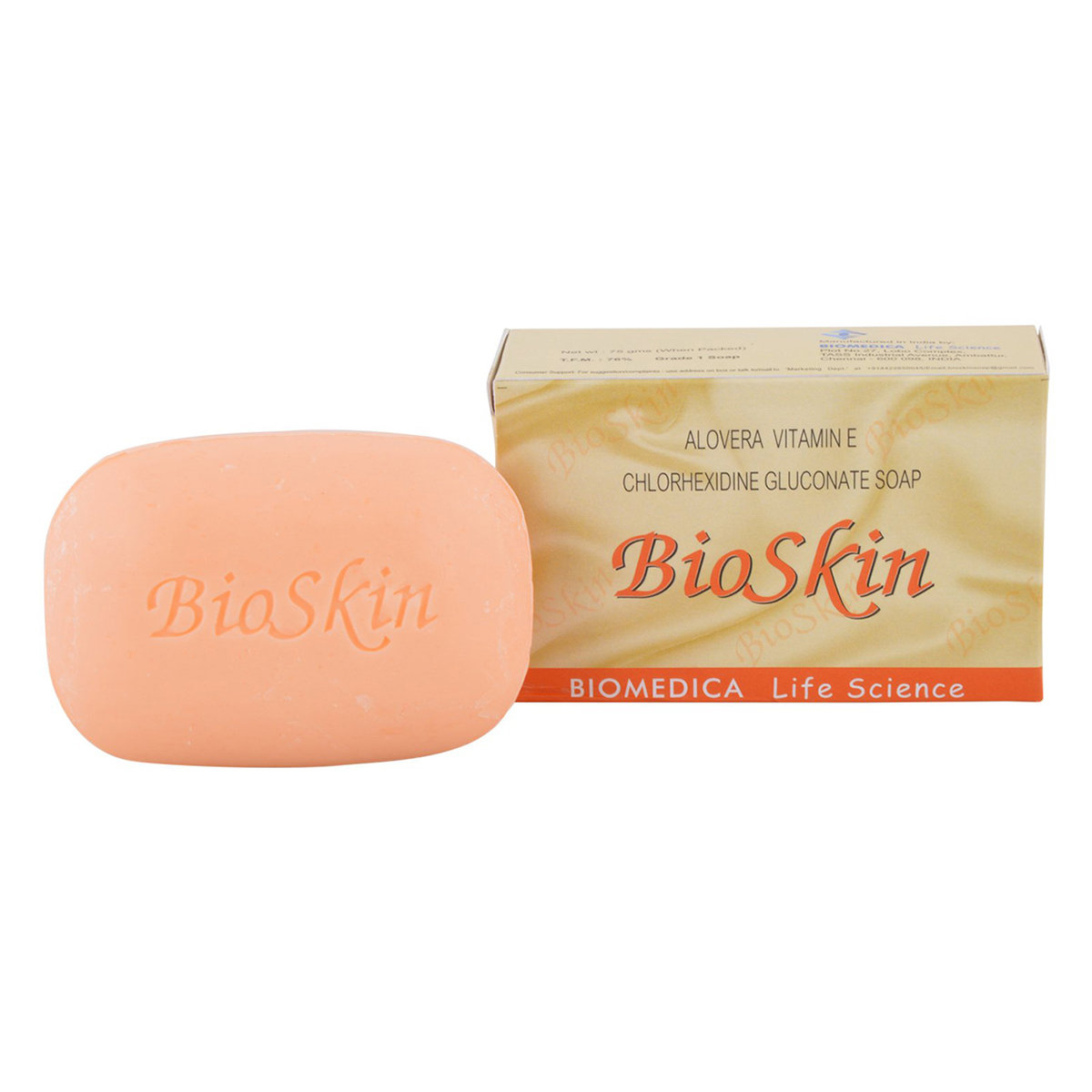 Bioskin Soap 75 gm | Aloe Vera, Vitamin E & Chlorhexidine Gluconate | Gentle Cleansing | For All Skin Type, Pack of 1 Bioskin Soap 75 gm | Aloe Vera, Vitamin E & Chlorhexidine Gluconate | Gentle Cleansing | For All Skin Type, Pack of 1